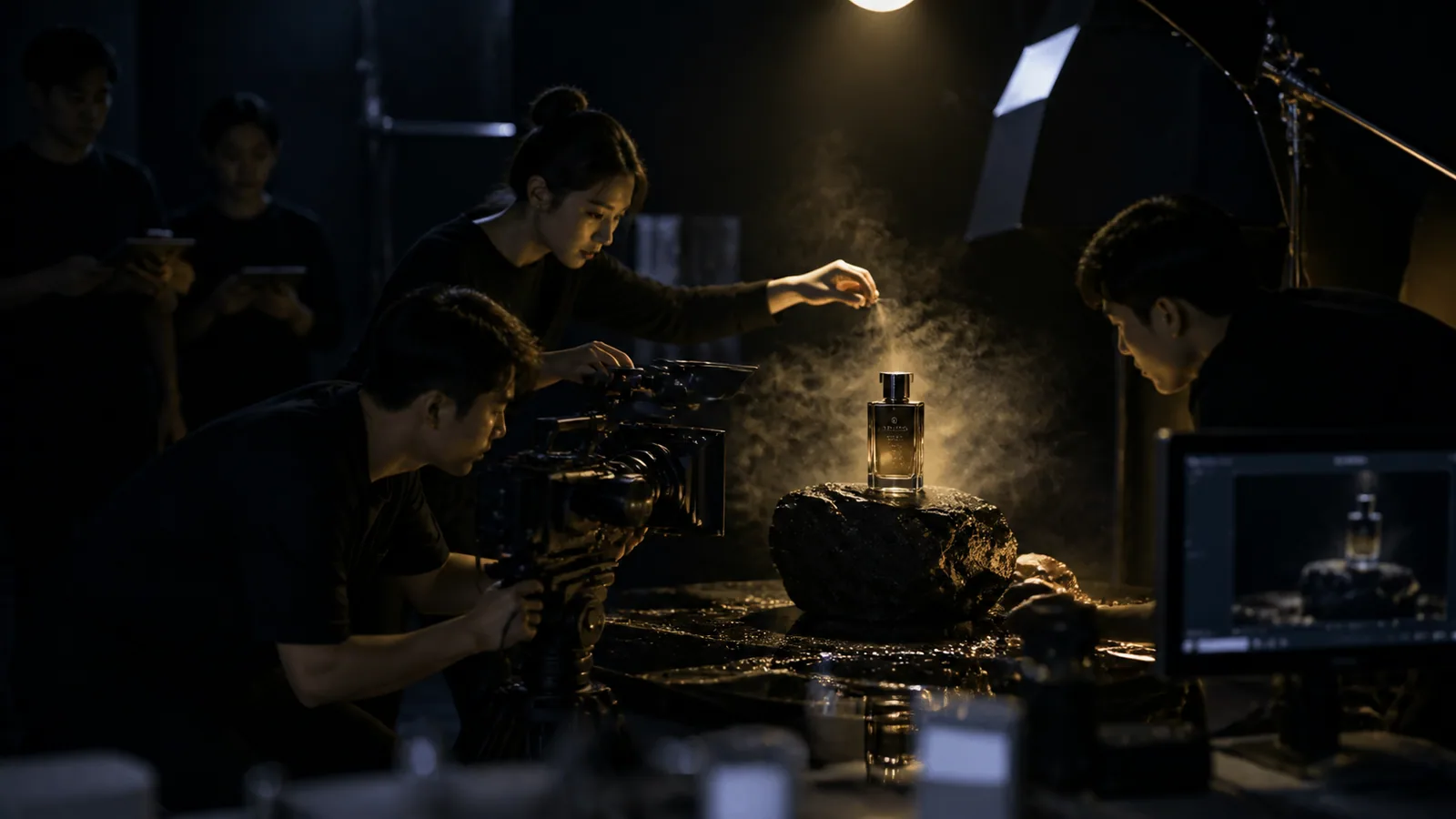 Ê-kíp quay phim quảng cáo sản phẩm trong studio